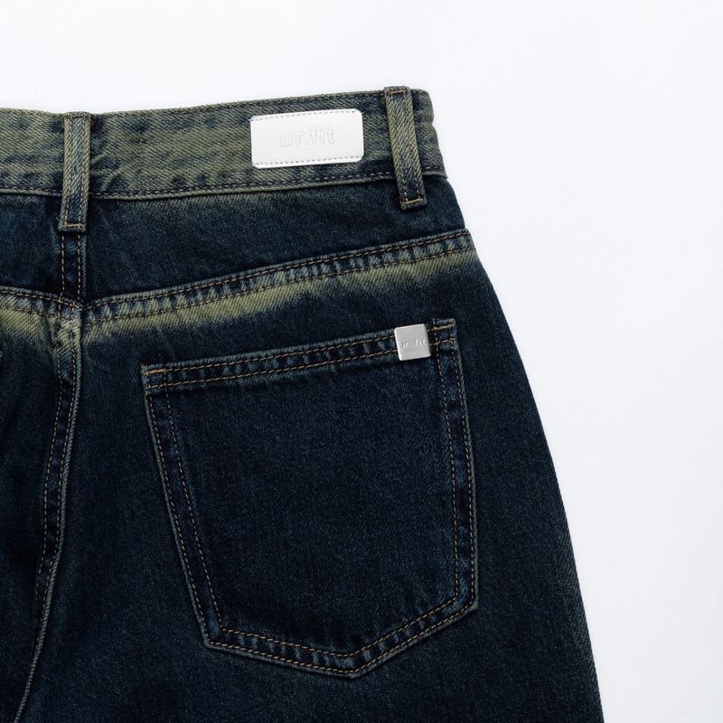 GREENERY COLOR SPRAY DYED WIDE DENIM PANTS code 21017