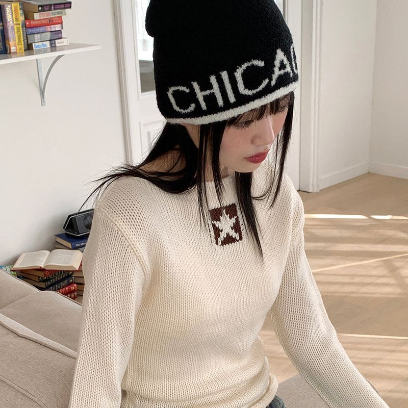 Zeta Lettering Colored Knit Beanie Hat