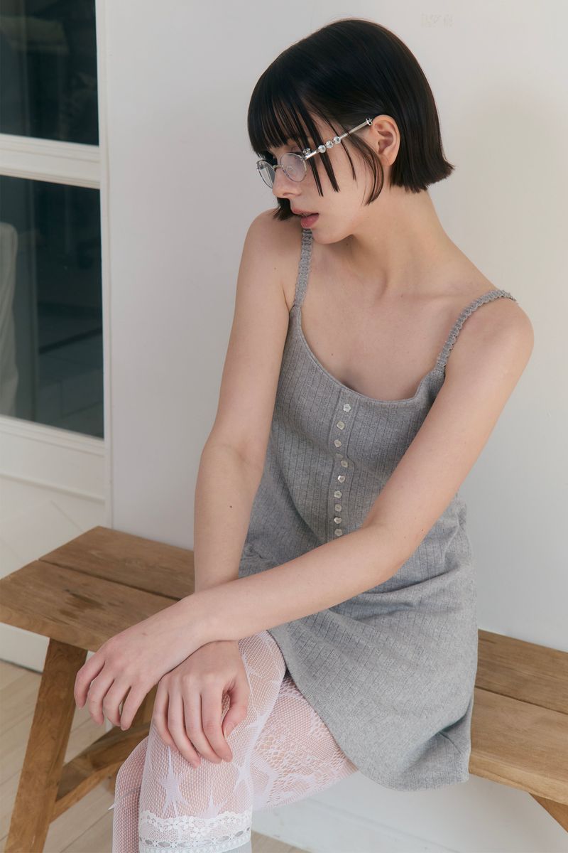 Sweet Dreams Button Mini Dress (Gray)