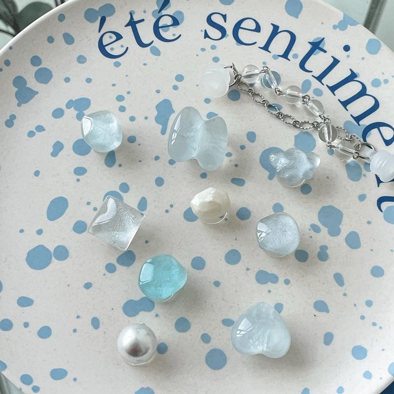[made]blue pearl pebble resin shoes charm set 