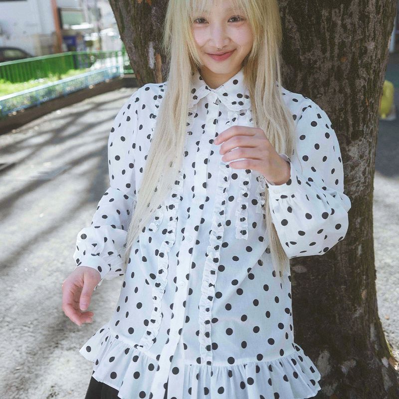 KOOKEESEE（クキシ）の「Blair Dot Blouse (white)（Tops）」