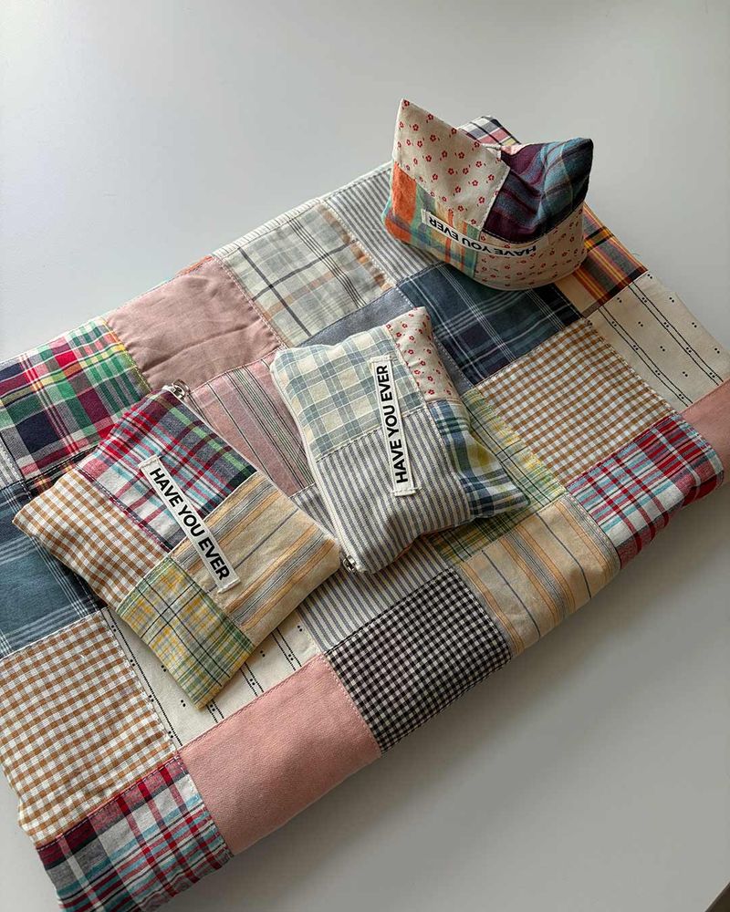 Patch work flat pouch