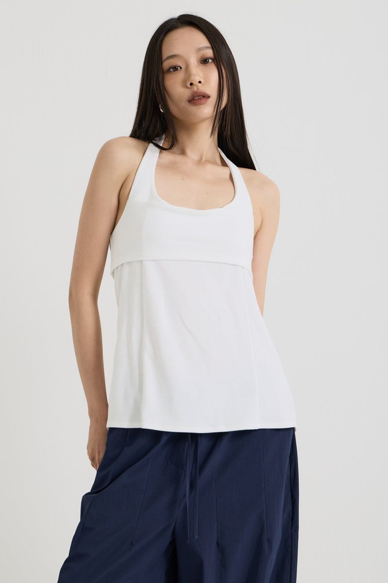 Halterneck sleeveless, White