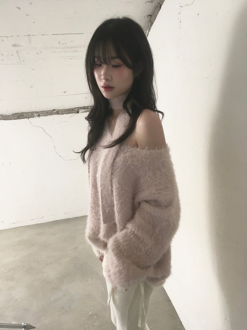 Fur V-neck muffler set