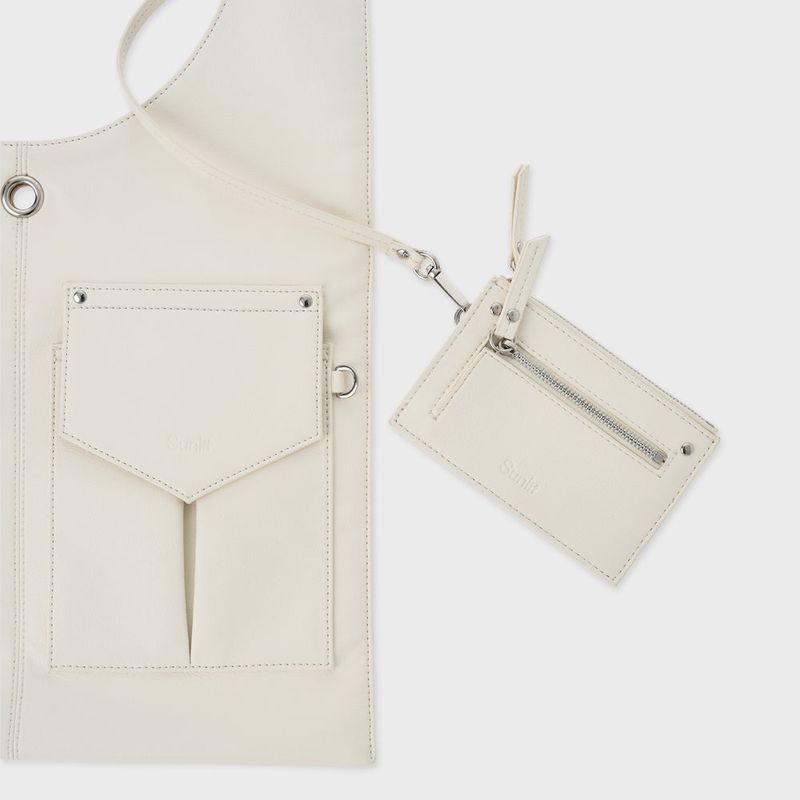 Leather 2 Pocket Flat Bag Set (White)