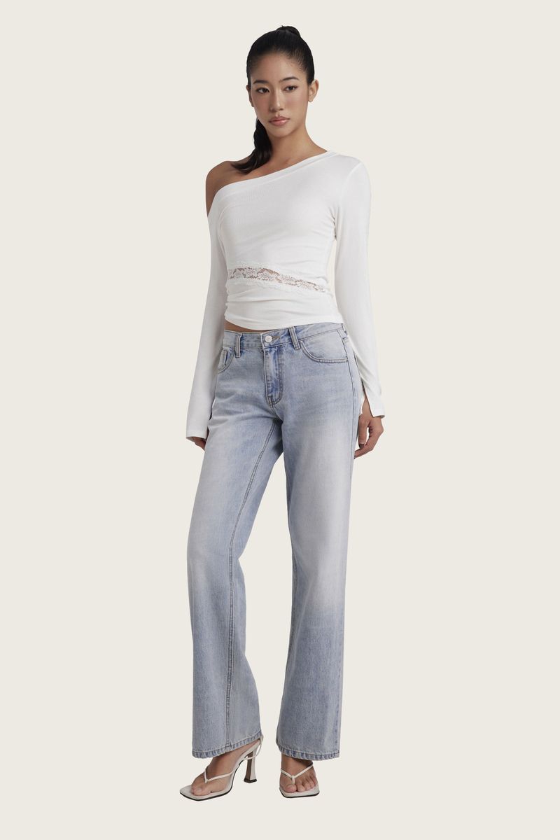 Krystal Clean Straight Low Jeans, Light Blue