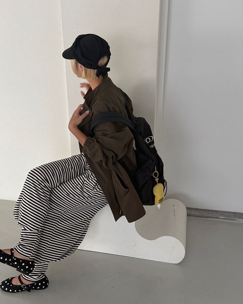 Stripe warmer harem jogger pants