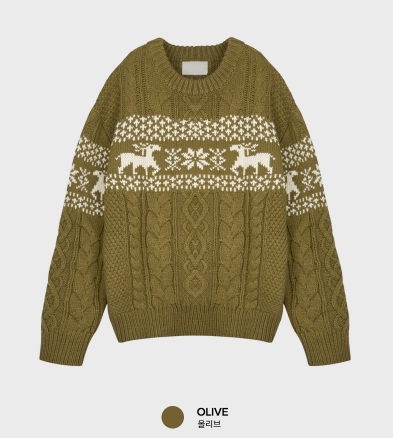 Jake Nordic Cable Overfit Round Long Sleeve Knit