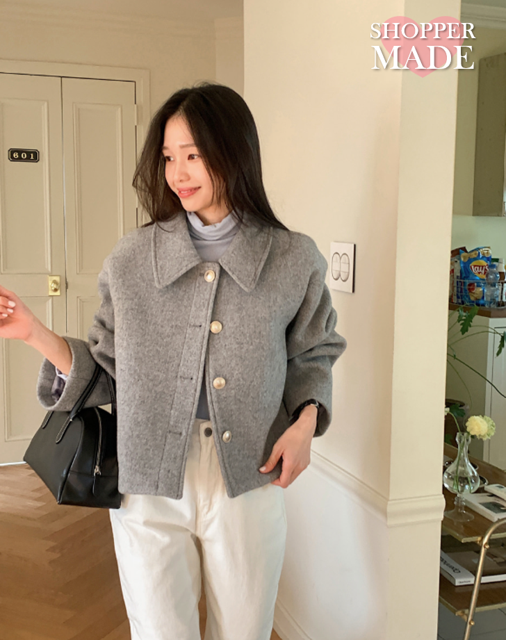 SHOPPERLAND（ショッパーランド）の「[SHOPPERMADE] ゴールドボタンショートウールコート (3color)（Jackets/Outerwear）」