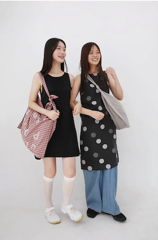 000Design Cotton Check Tie Bag / Mint