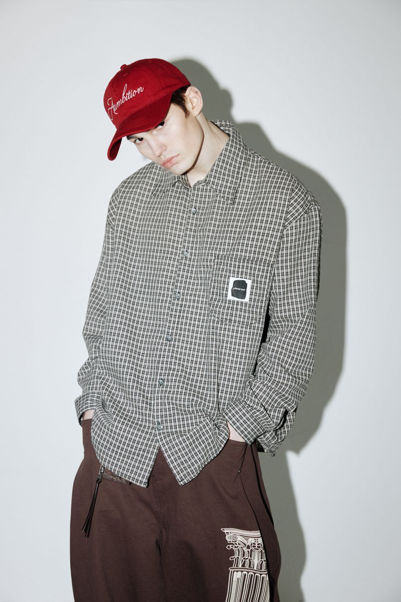 Vintage Check Shirts (Beige-gray)