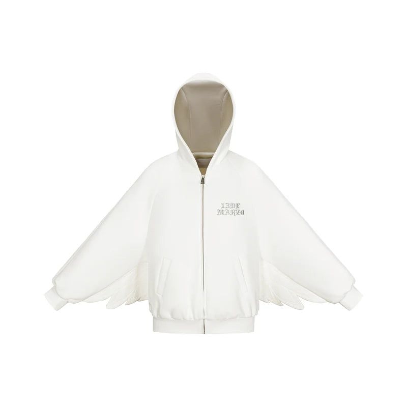 13DE MARZO Angel Devil Bear Zipped Hoodie