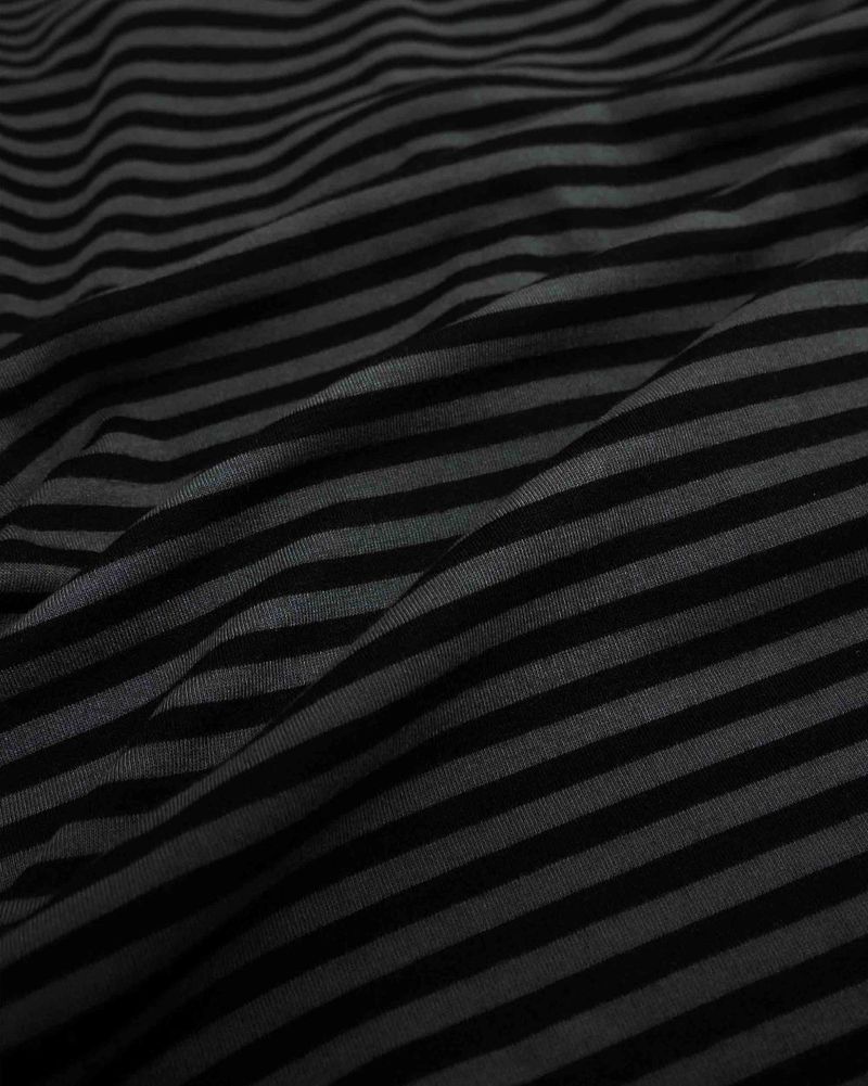 Henley Neck Long Sleeve Stripe Black