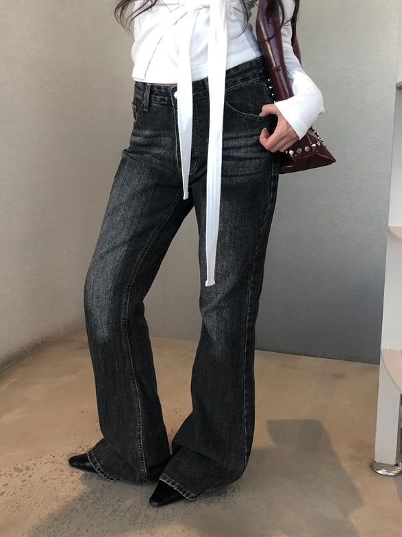 anyonemore（エニーワンモアー）の「シンセビンテージウォッシュ加工ブーツカットデニムパンツ（パンツ）」