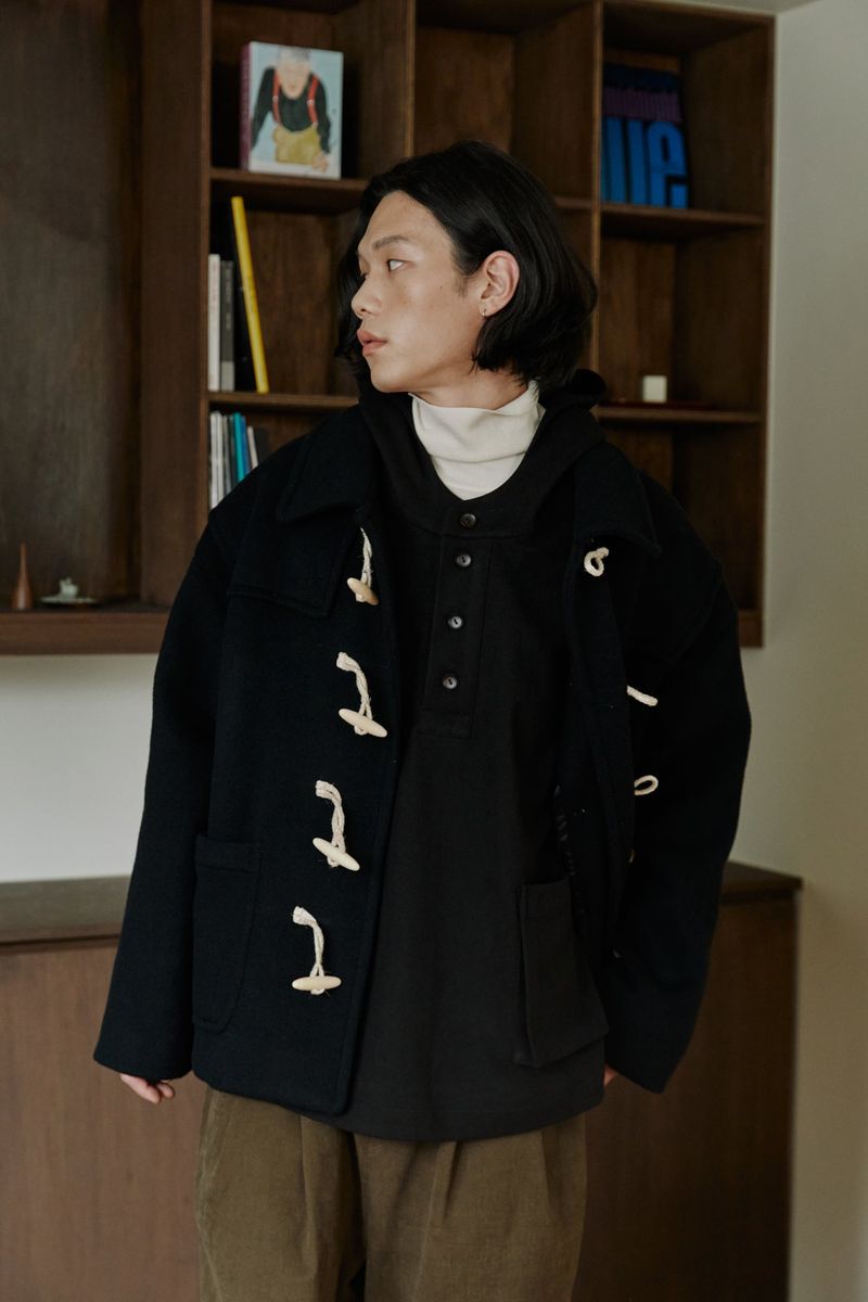 unisex half duffle coat black