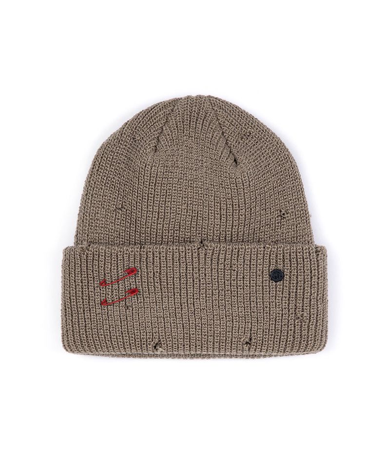 BLACKBLOND(ブラックブロンド)の「BBD Ripped Custom Long Beanie (Dark Beige)(Hats)」