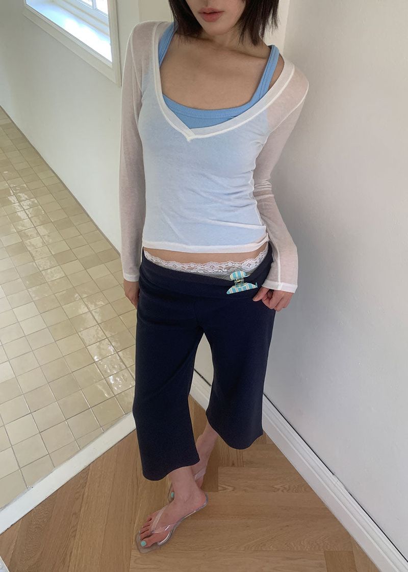 FOLDING CROP CAPRI PANTS (2color)