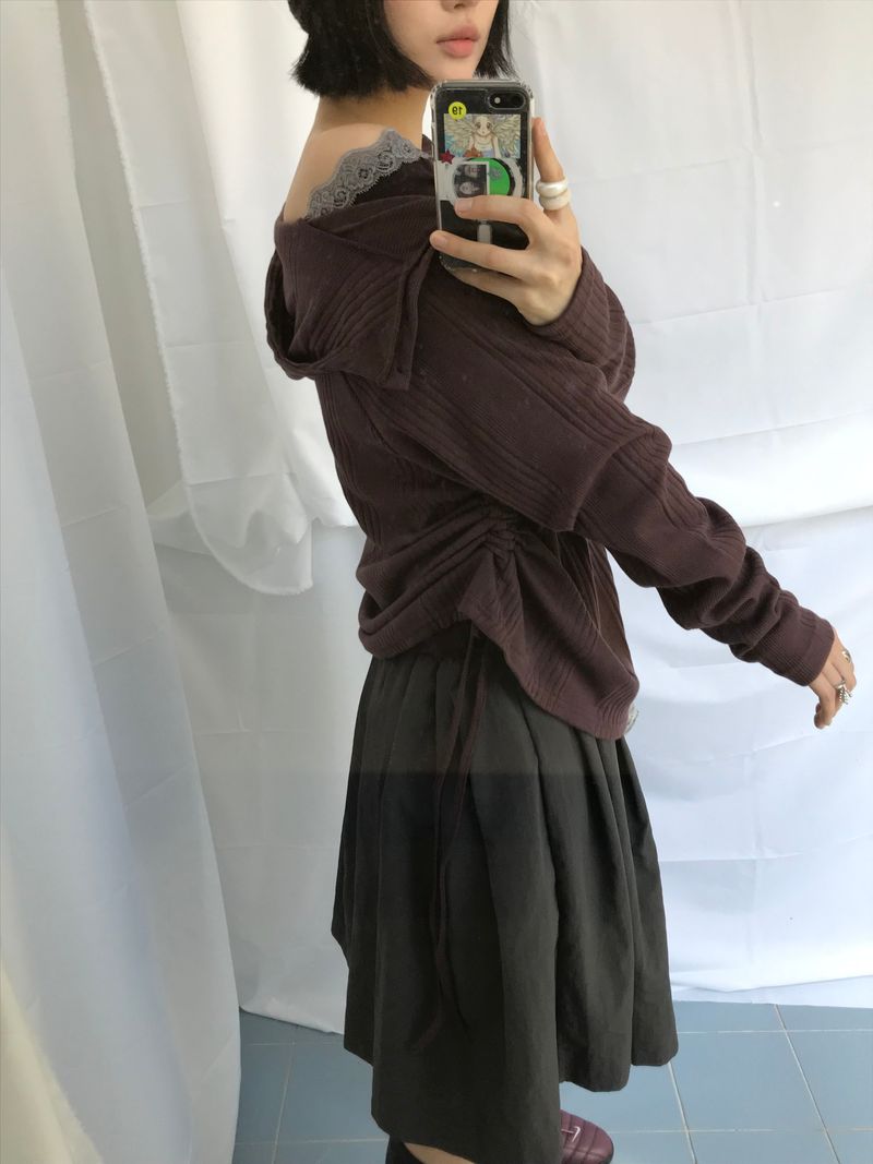 Lenny Shirring High-Neck Knitwear