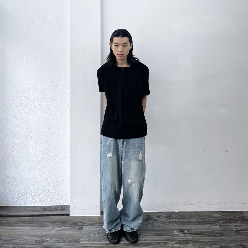 Light Wash Distressed Denim Pants