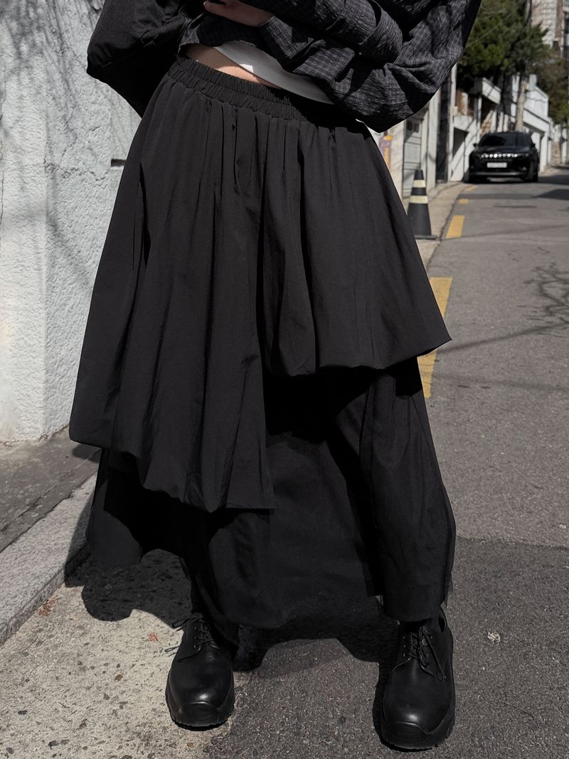  MESH LAYERED LONG SKIRT