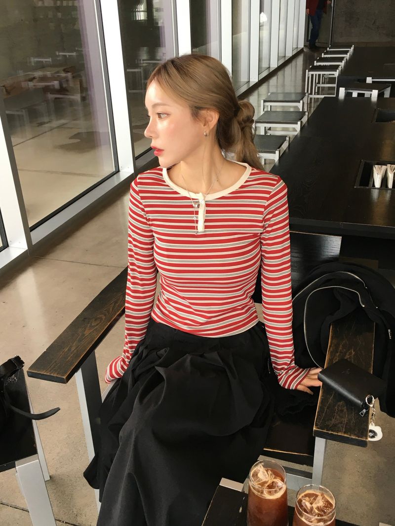 Very Striped Button Long Sleeve (3c)