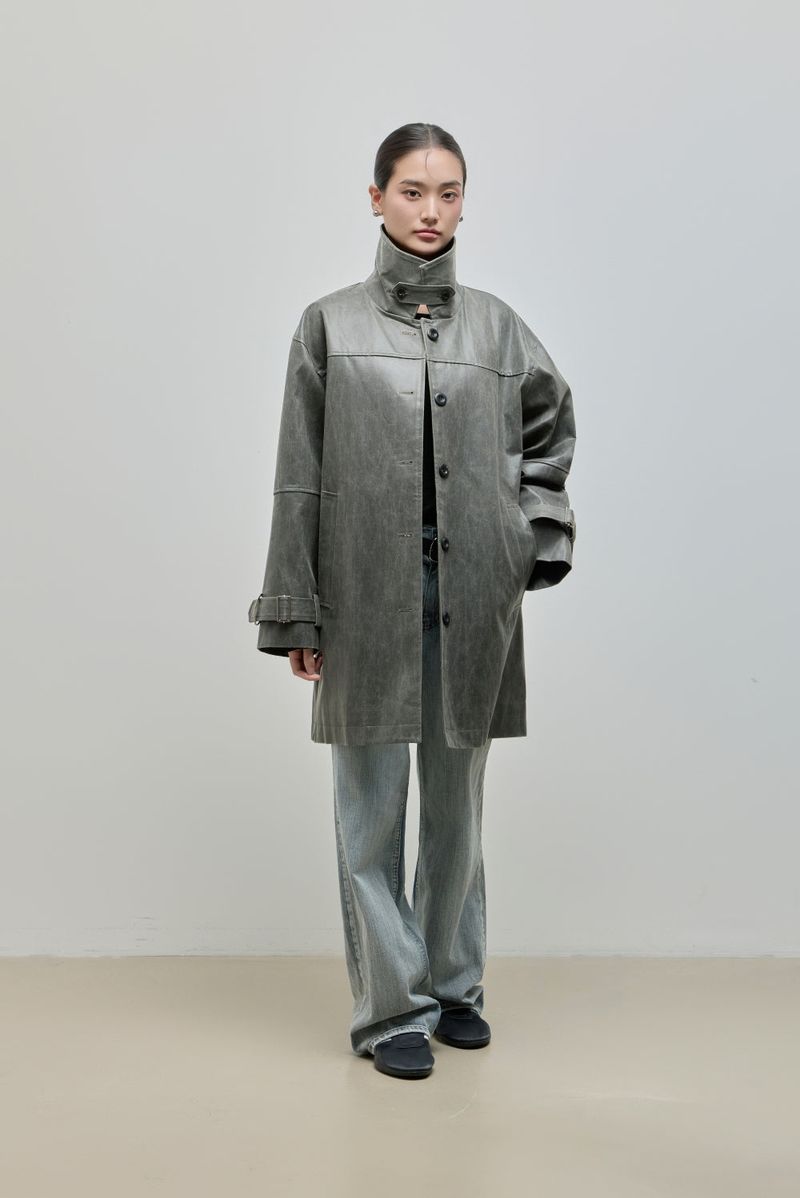 Vintage Leather Half Coat