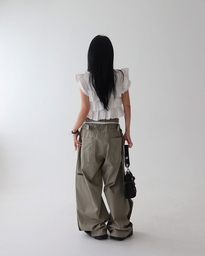 Punching lace pocket layered strap belt