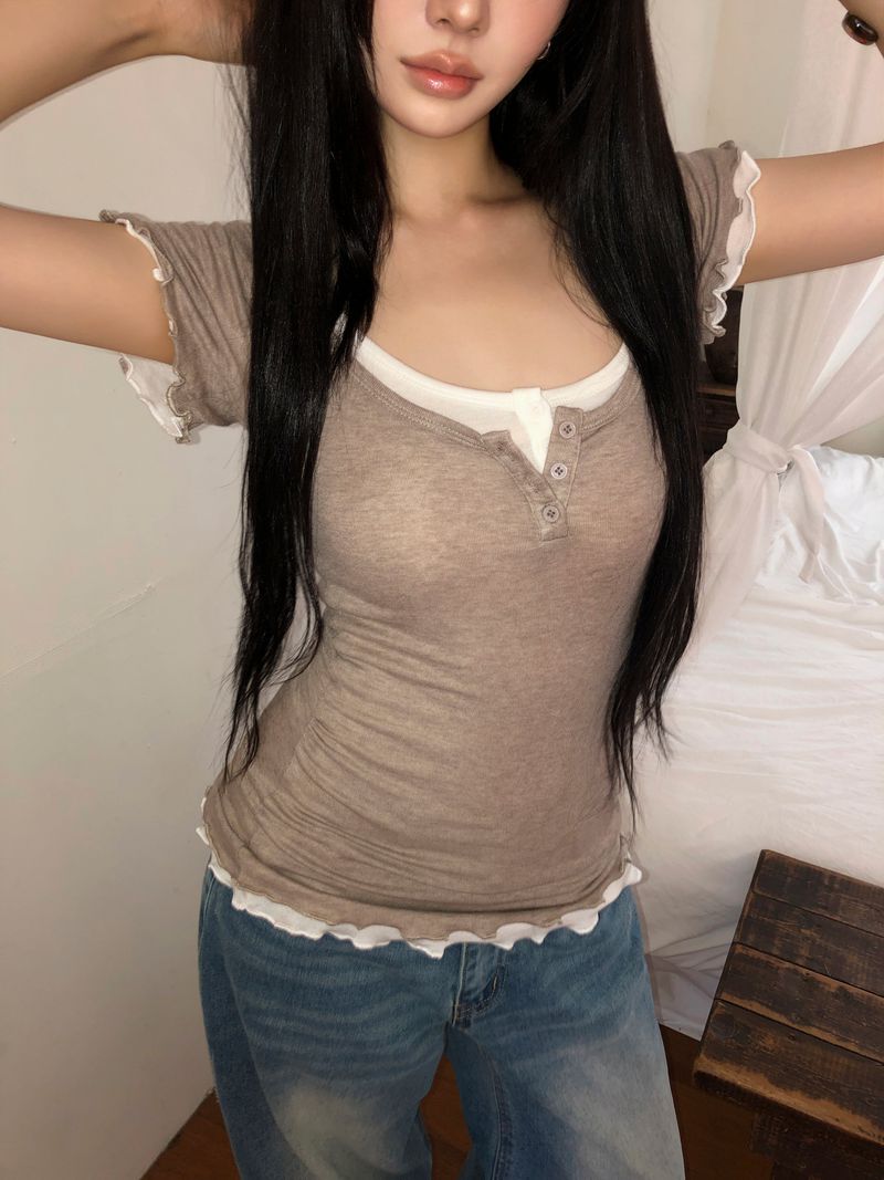 Erit Frill Button Short-Sleeve T-Shirt