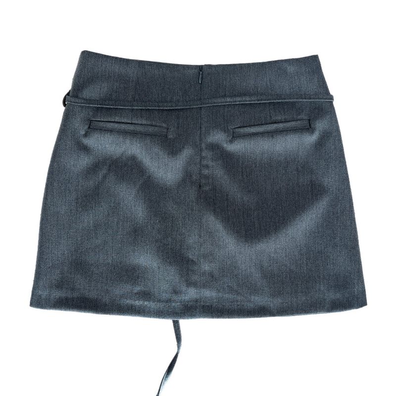 Slate Line Thin Belt Formal Mini Skirt