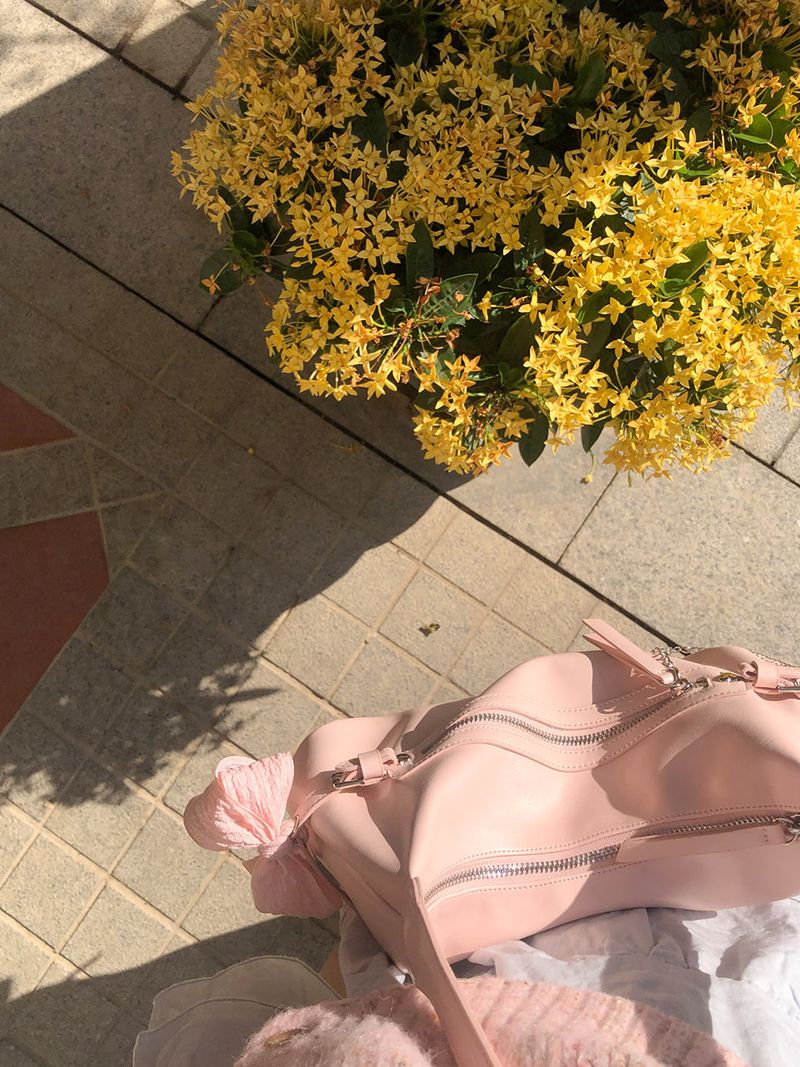 Belted ribbon bag_mute pink