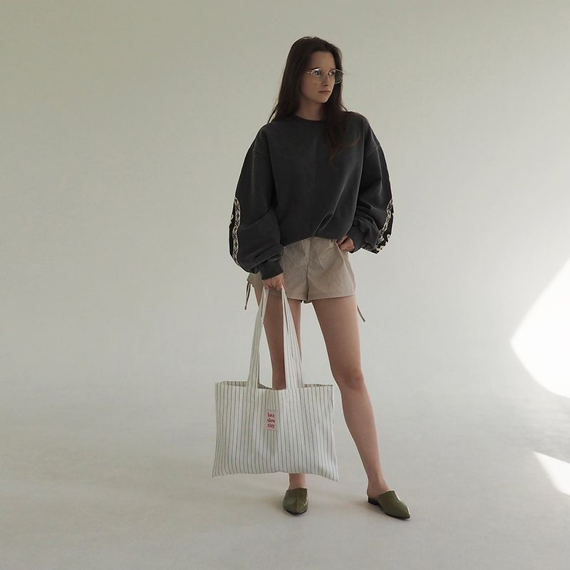 stripe eco bag_ivory