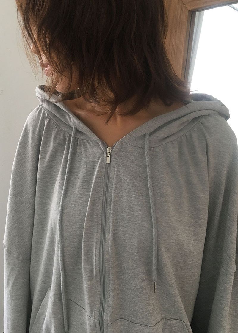 SHIRRING HOOD ZIP-UP 