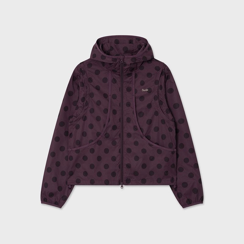 2Way Dot Hooded Wind Breaker (Purple)