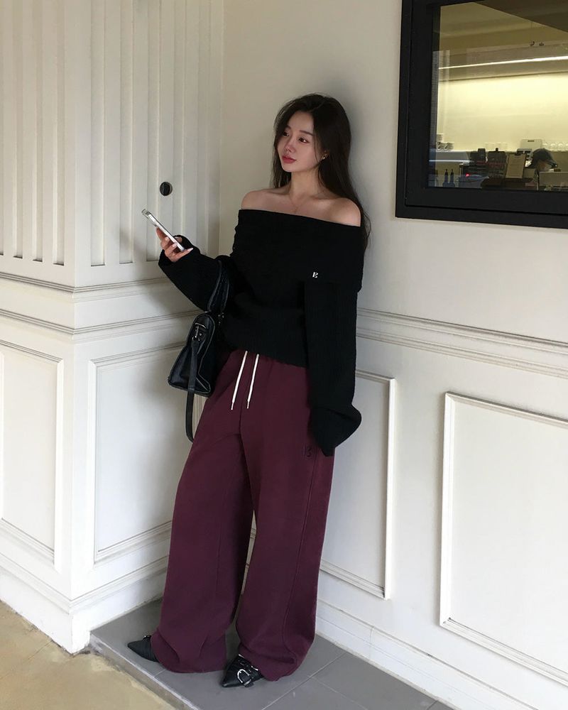 [ORIGINAL] DARE Off-Shoulder Rib Knit