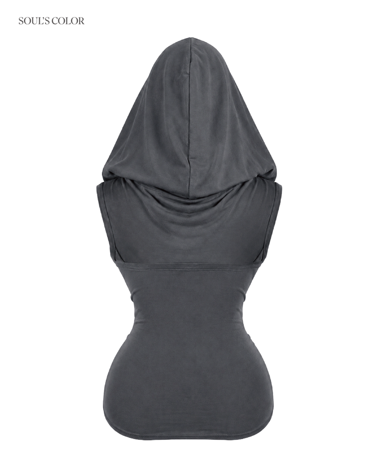 KAYA DRAPE BACKLESS HOODIE TOP (3COLOR)