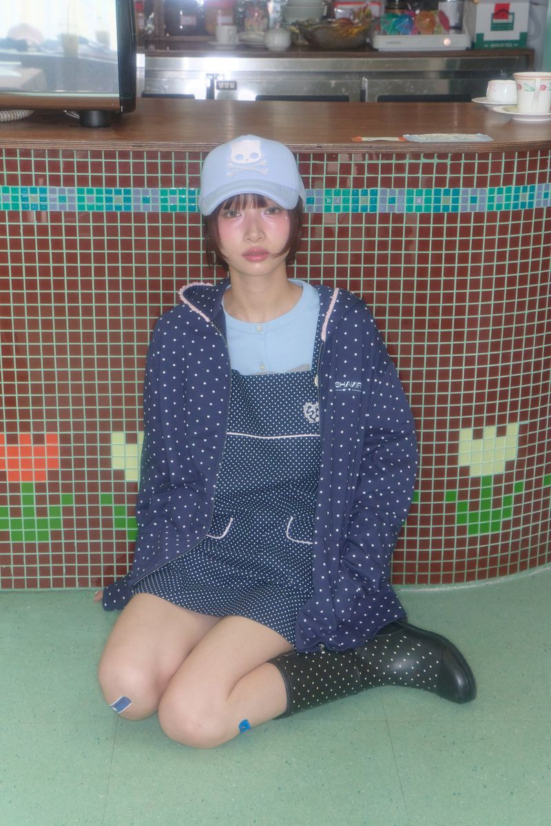 CAKE DOT LACE UP HOODIE (NAVY)