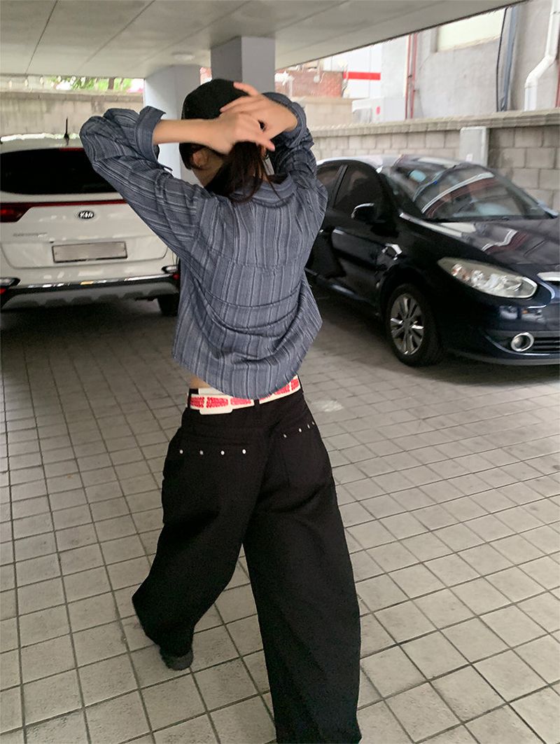 STUD FLAP COTTON JEANS