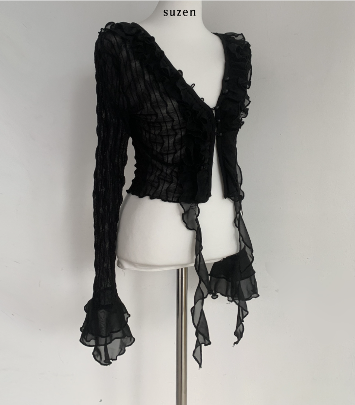 Mayou Shirring Scarf Blouse (black)