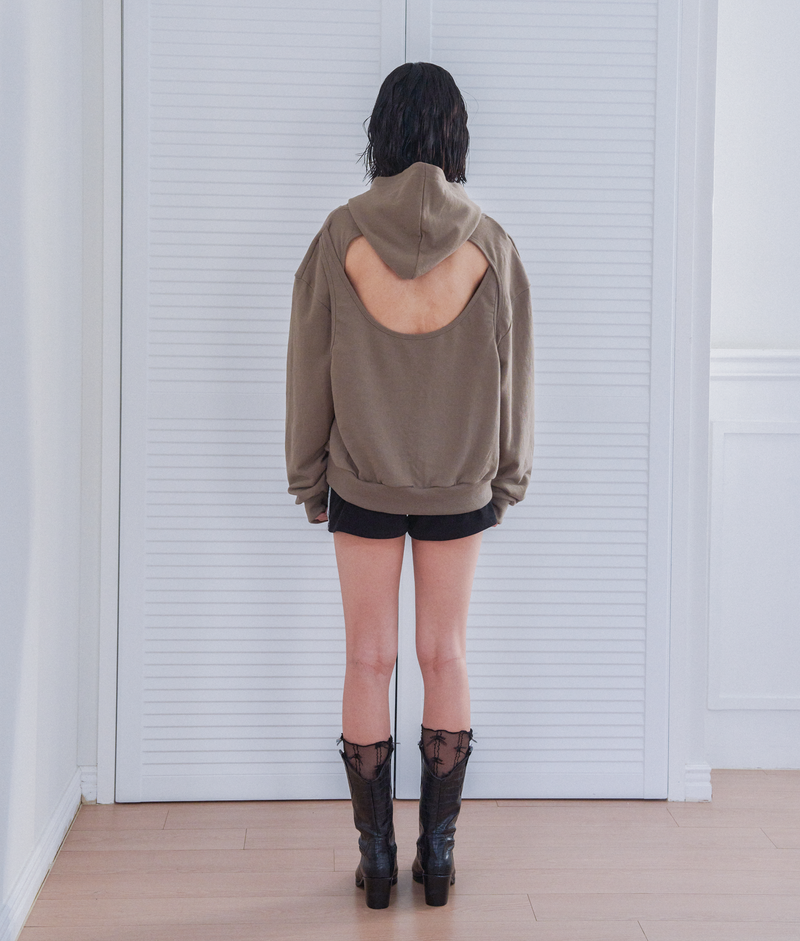 バックオープンフーディー_khaki