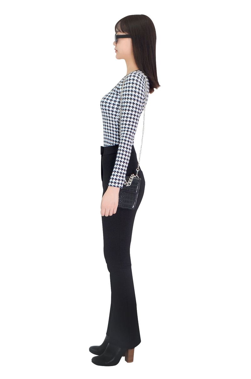 Hound check square neck rash guard top (black)