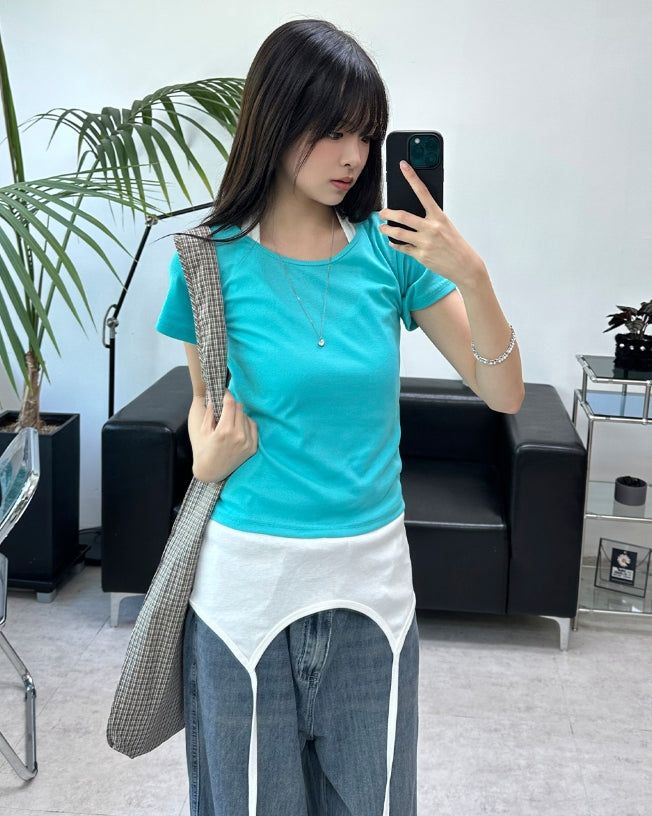 SATIIIZ（サティーズ）の「Defen Color Round Short Sleeve Tee（Tops）」