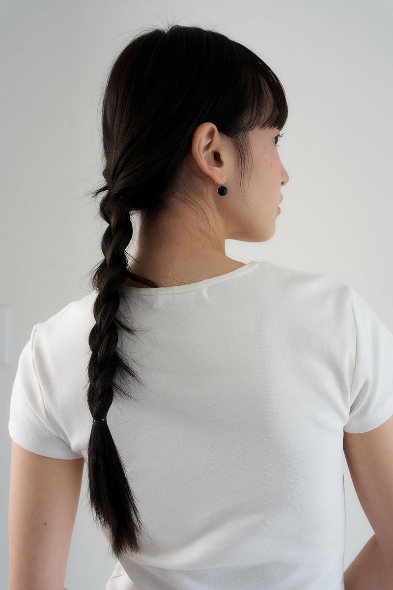 [silver925] black ball hook earring