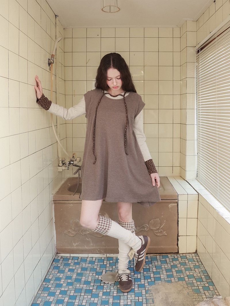 Fazed(フェイズド)の「Pintuck waffle flare dress / beige(Dresses)」