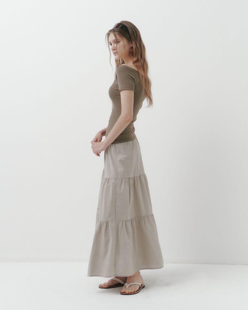 [MADE] Heidi, checkered tiered long skirt