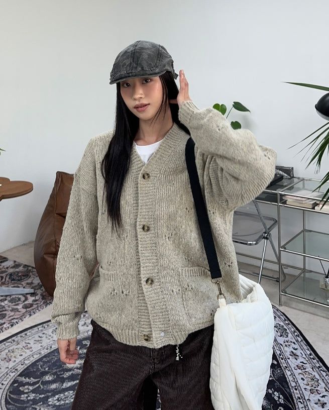 Alp Punching Knit Cardigan
