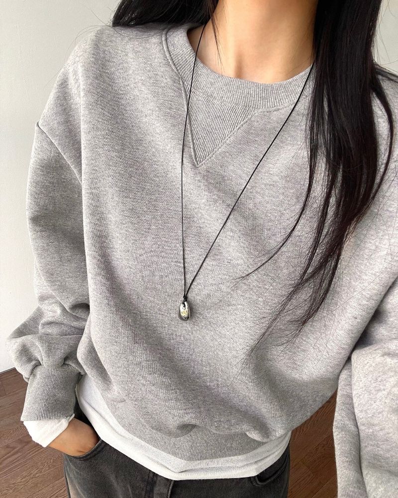 Burnt Overfit Balloon Crop Sweatshirts 4C