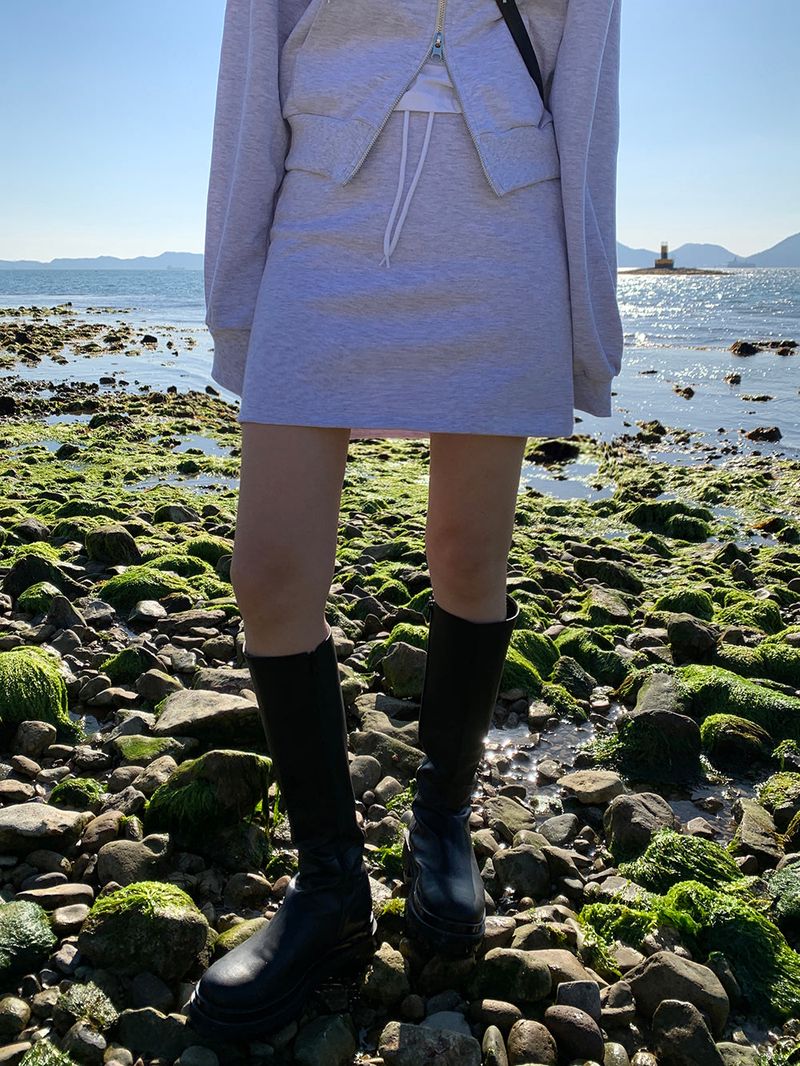 [MADE] Stern hip crop two-way hood zip-up -basic