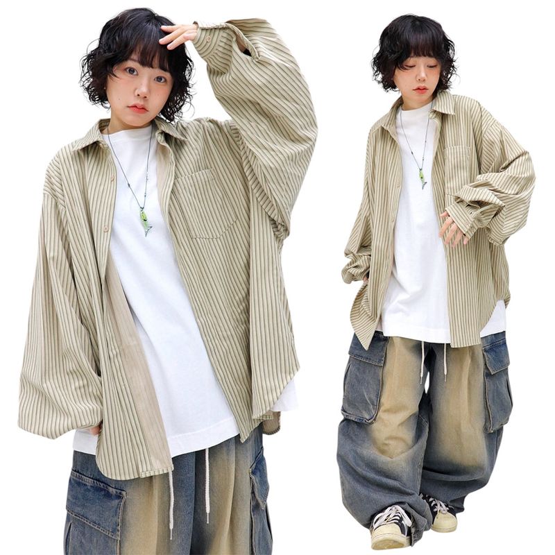 Oversized Stripe Balloon Shirt