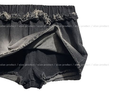 Denji unbalanced denim mini skirt