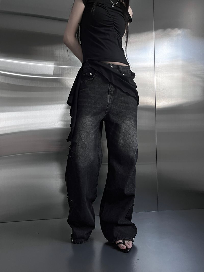 side shirring rivet denim